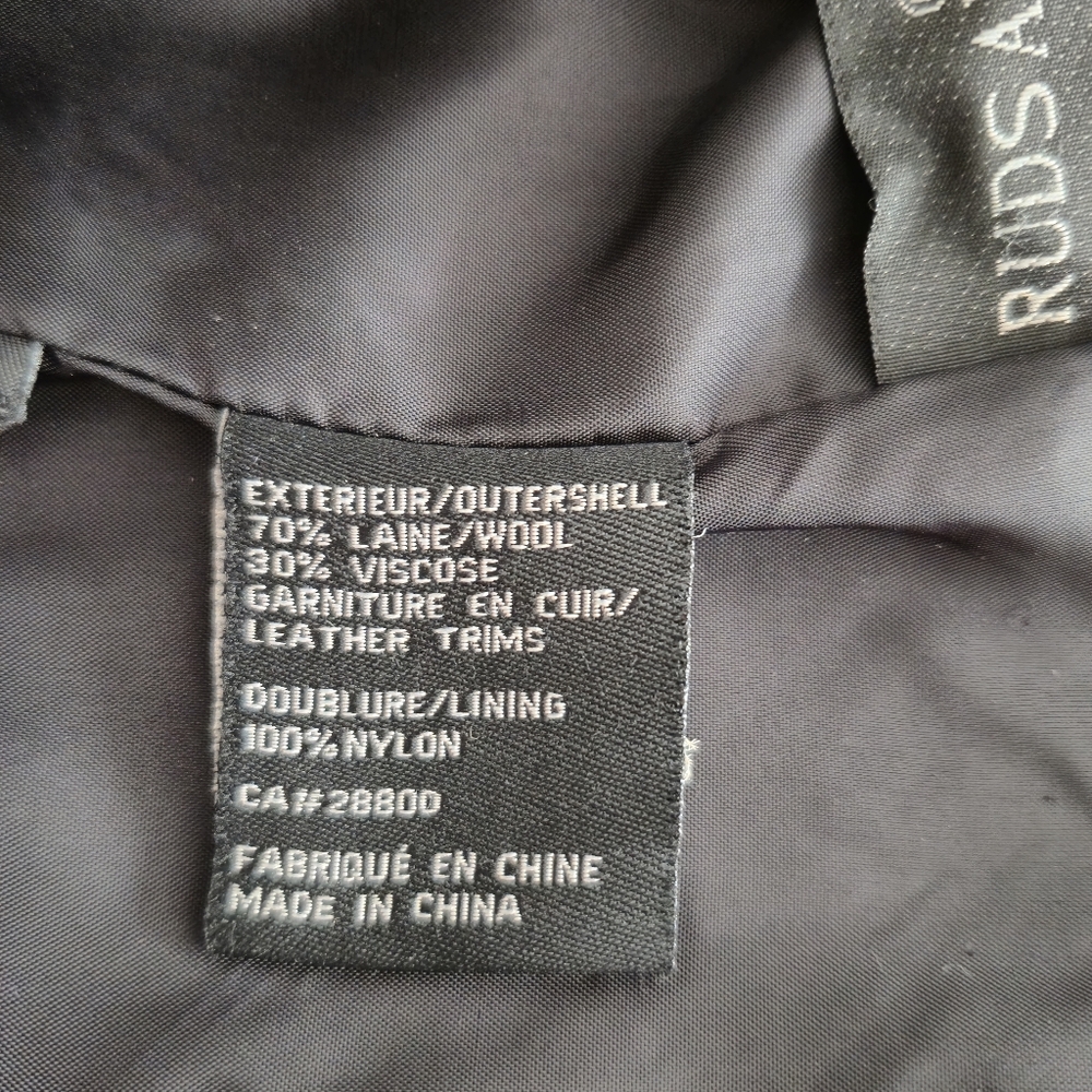 Rudsak Black Wool Coat/ peacoat/ jacket with Leeather Trim , Women Size M - Picture 13 of 16